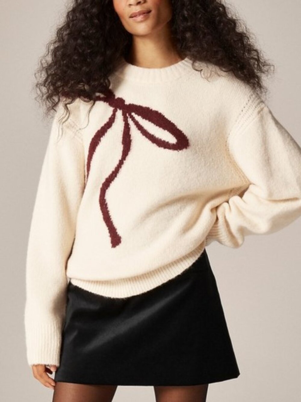 J. Crew Relaxed crewneck pullover in bow print L